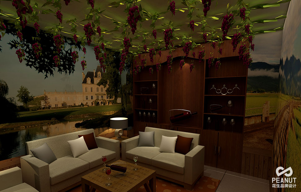 闻果香红酒庄品牌终端设计|广州酒庄品牌终端设计-广州花生品牌设计