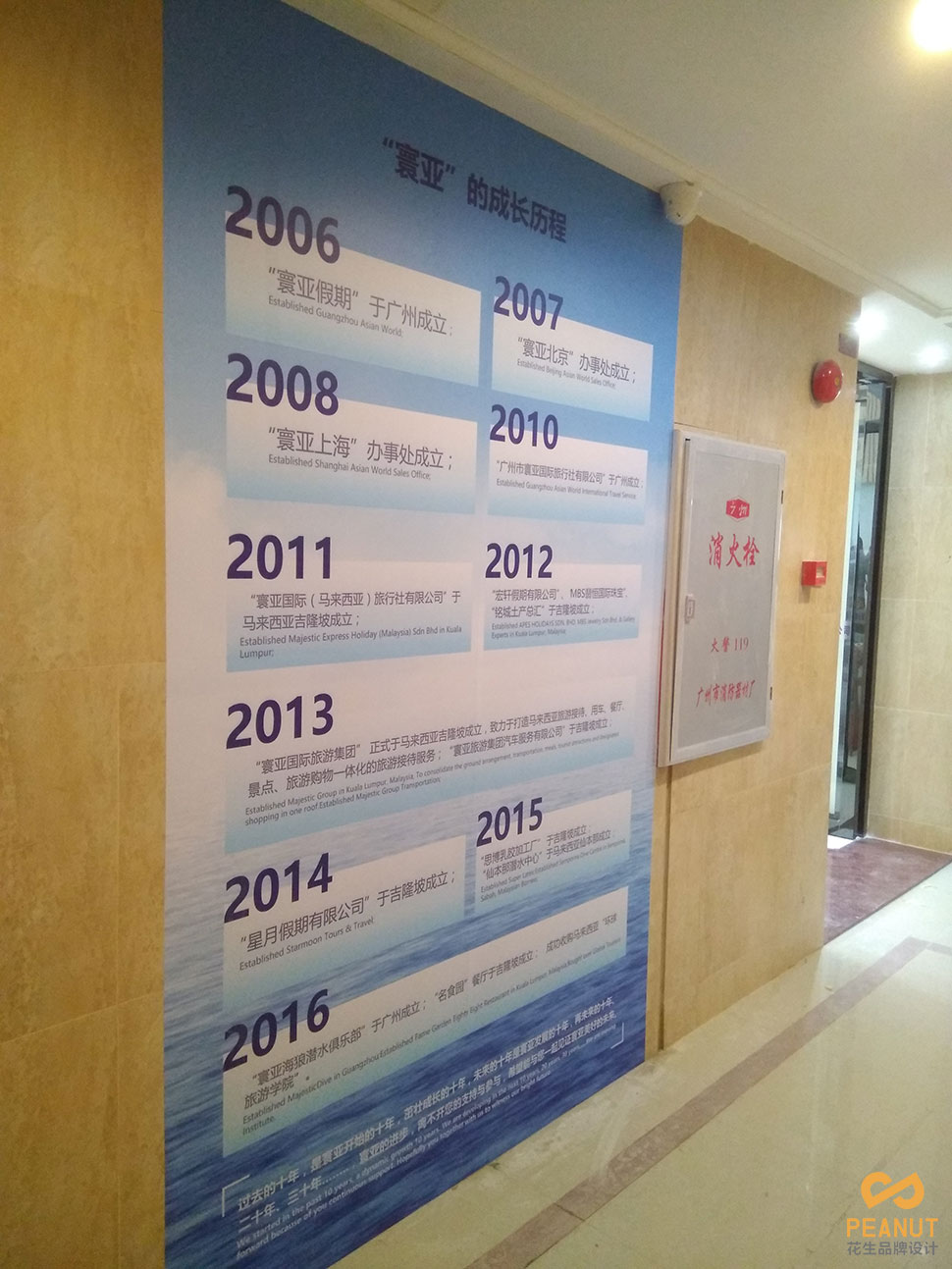 广州寰亚旅游公司文化墙设计制作-广州招牌制作公司